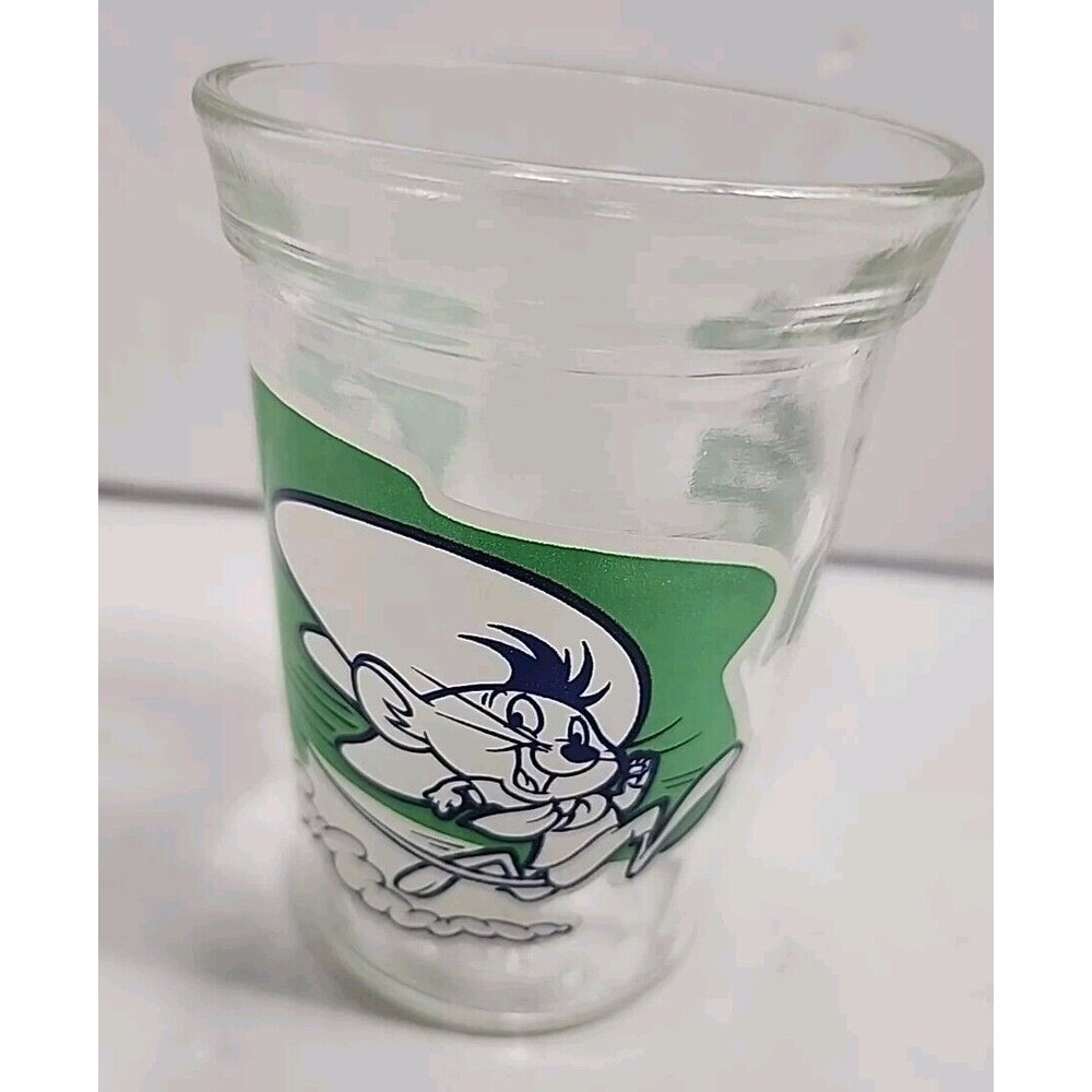 1994 Warner Brothers Looney Tunes Green Jelly Jar Speedy Gonzales 4" Glass - Picture 3 of 10